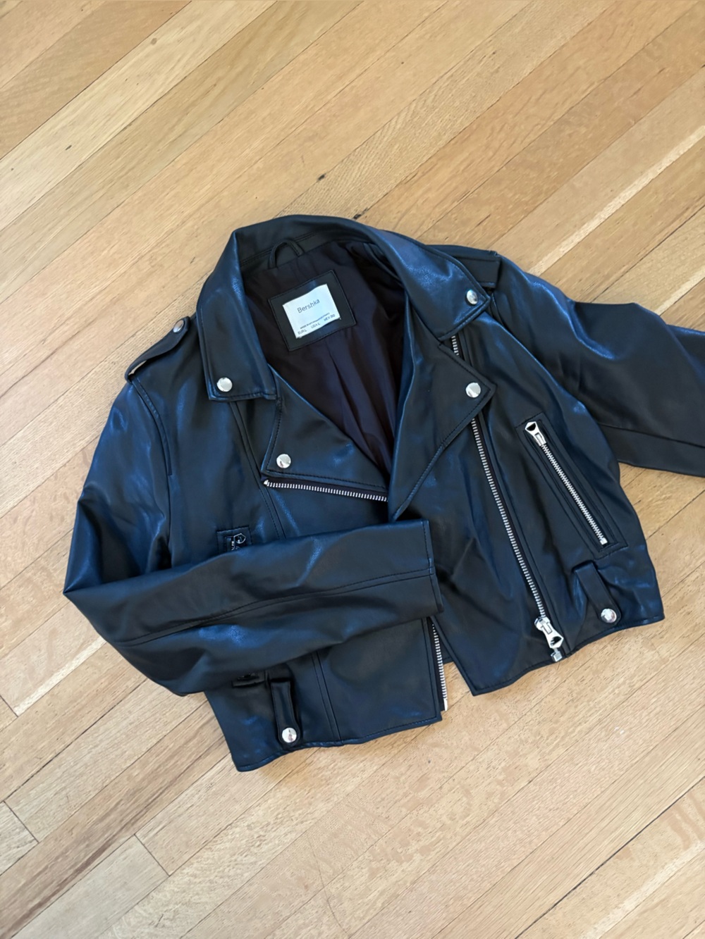 Bershka Cropped Vegan Leather Jacket